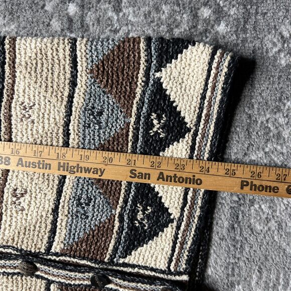Vintage Talbots Hand Knit Cardigan Sweater Medium Geometric Aztec Neutral - Picture 6 of 8